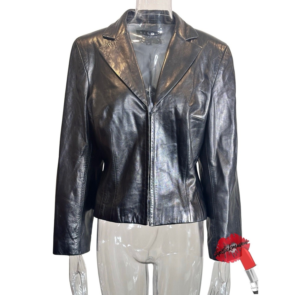 Vintage Y2K Siena Studio Collection Leather‎ Jacket Women 12 Black Goth Bratz